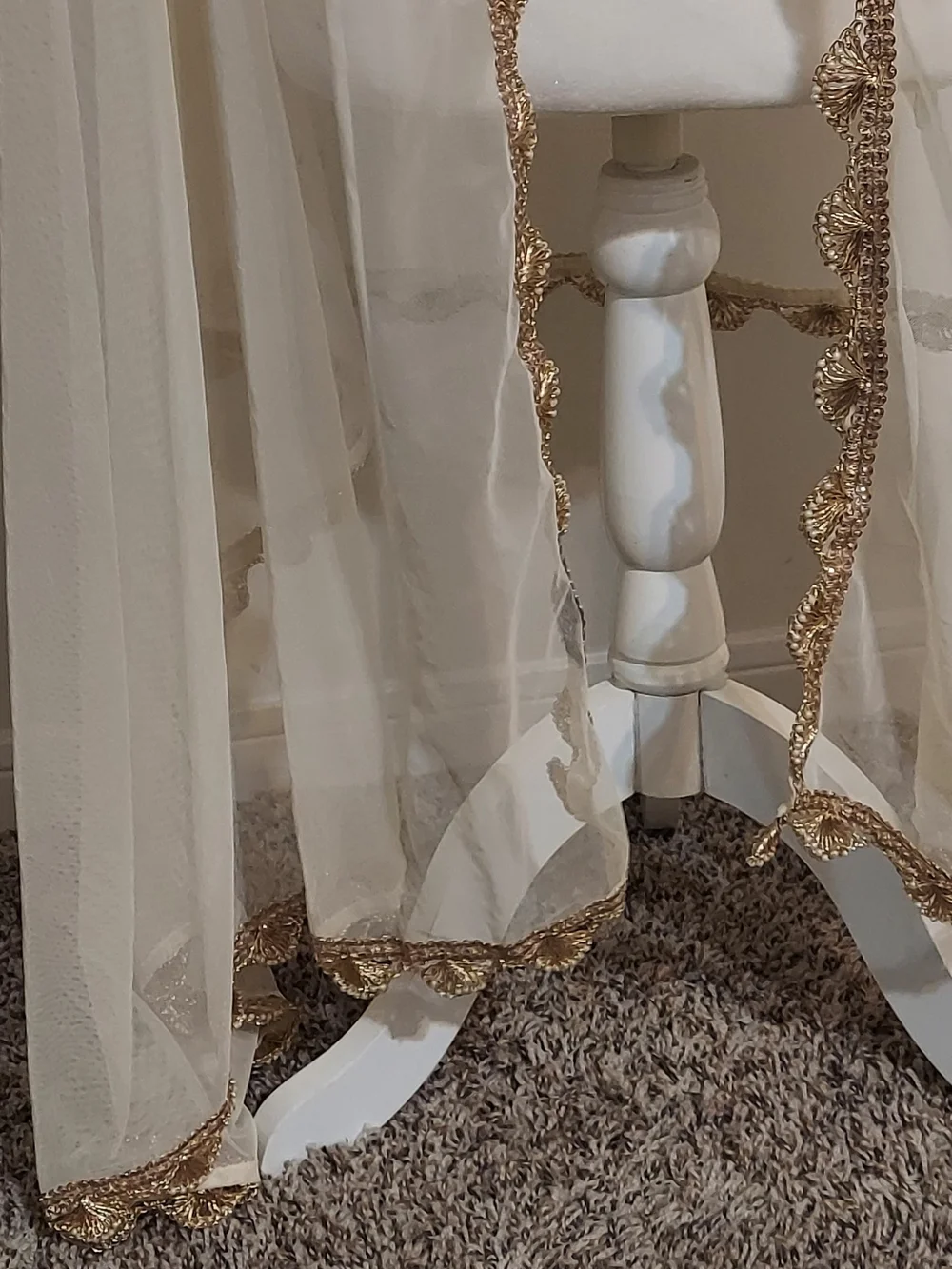 Sheer Ivory Dupatta with Gold Trim